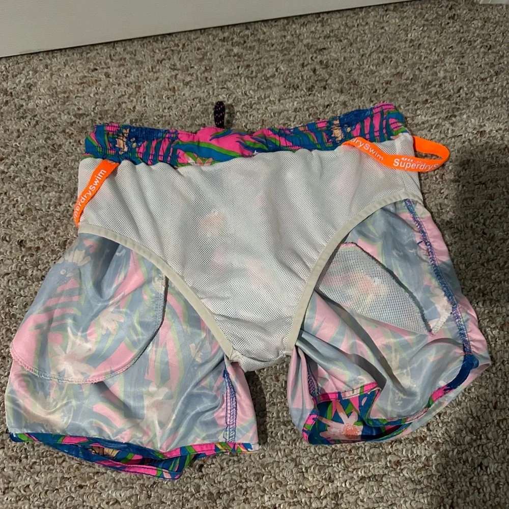Superdry Colorful Parrot Print Drawstring Swim Shorts - L - Picture 3 of 5